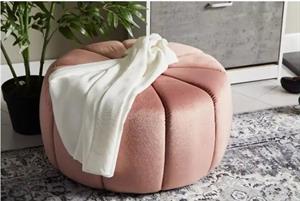 Pouf in velluto rosa Liana 60x60x32cm