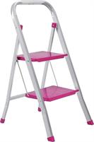 SGABELLO ACCIAIO SLIMMY 2 GRADINI GRI/FUCSIA