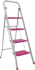 SGABELLO ACCIAIO SLIMMY 4 GRADINI GRI/FUCSIA