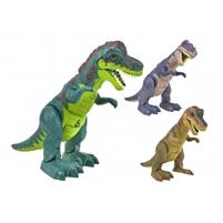 Dinosauro T-rex camminante con luci e suoni. 3 colori